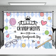 Aperturee - Rhombus Yarn Buttons Happy Grandparents Day Backdrop