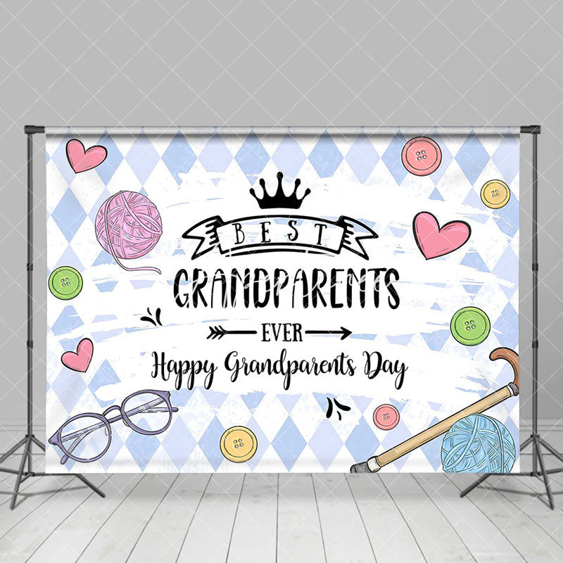 Aperturee - Rhombus Yarn Buttons Happy Grandparents Day Backdrop