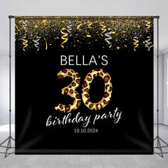 Aperturee - Ribbons Leopard Black Custom 30th Birthday Backdrop