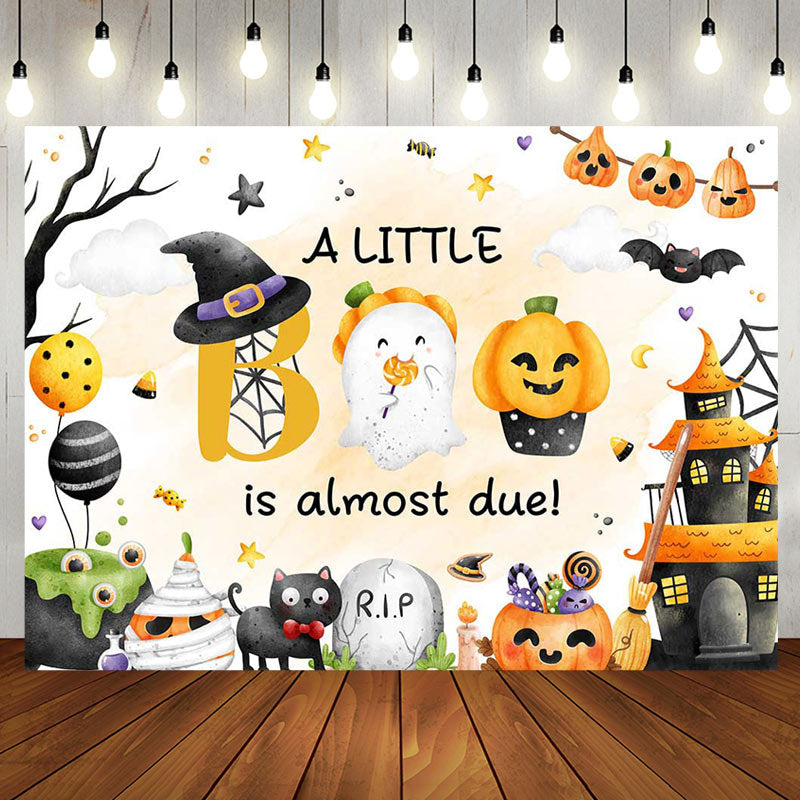 Aperturee - Rip Cute Pumpkin Boo Halloween Baby Shower Backdrop