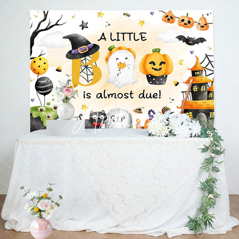 Aperturee - Rip Cute Pumpkin Boo Halloween Baby Shower Backdrop