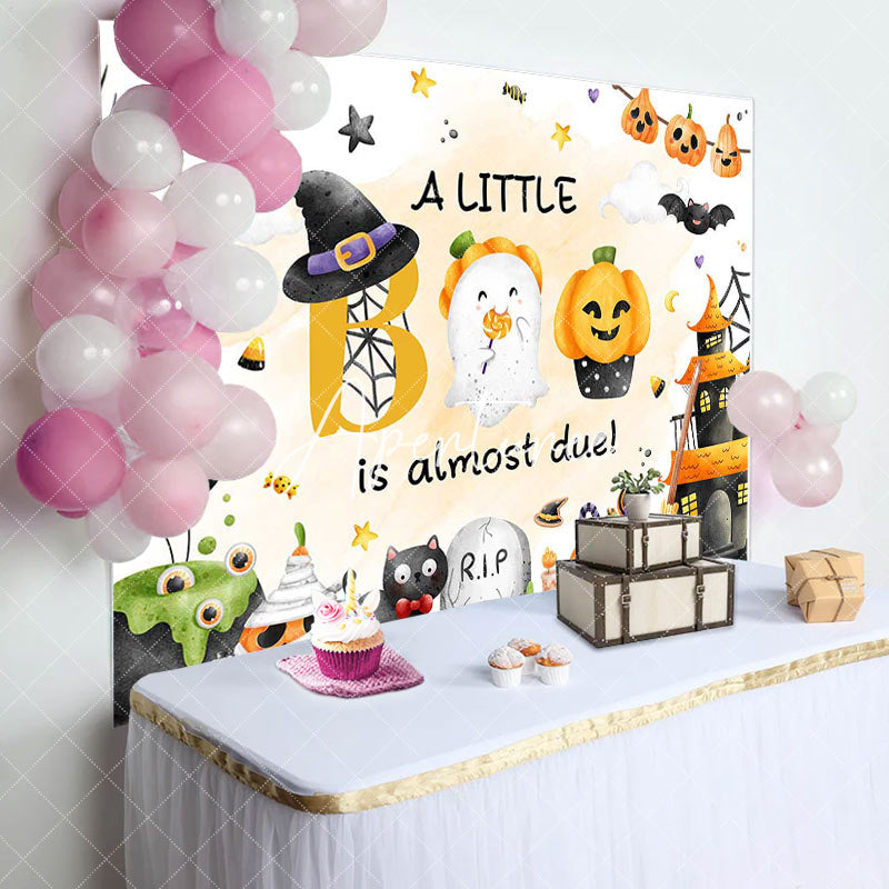 Aperturee - Rip Cute Pumpkin Boo Halloween Baby Shower Backdrop