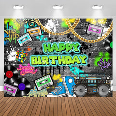 Aperturee - Rock Hip Hop Classic Happy Birthday Party Backdrop