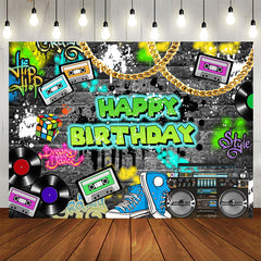 Aperturee - Rock Hip Hop Classic Happy Birthday Party Backdrop