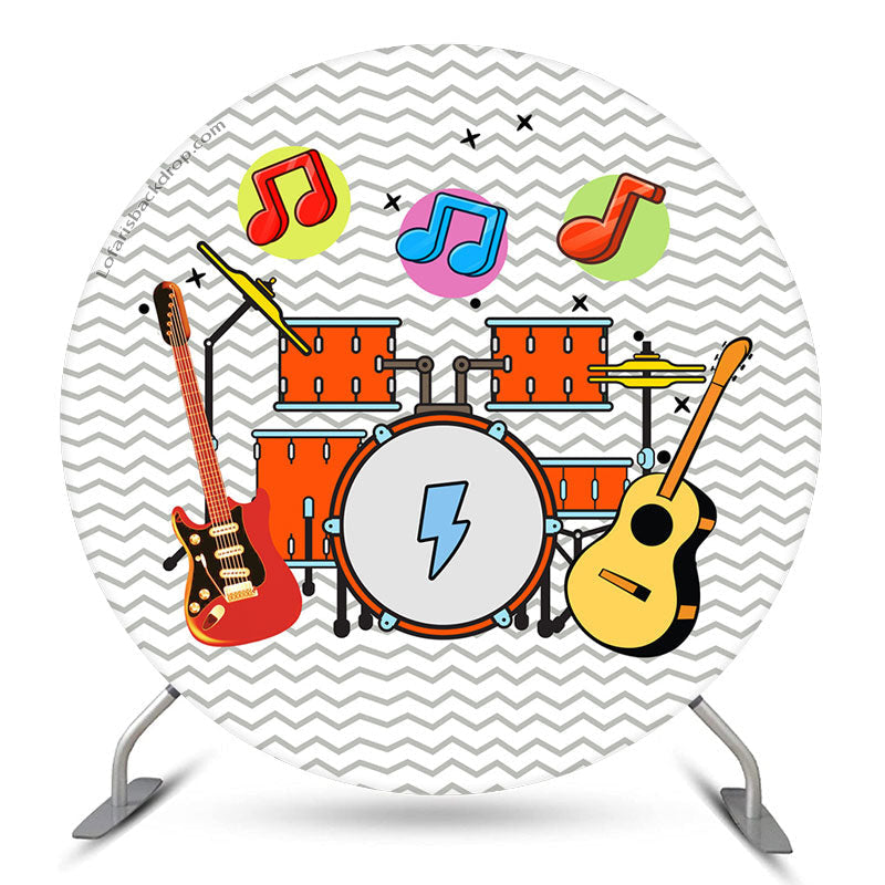 Aperturee - Rock Of Music Lovely Piano Round Backdrop Kit For Kid