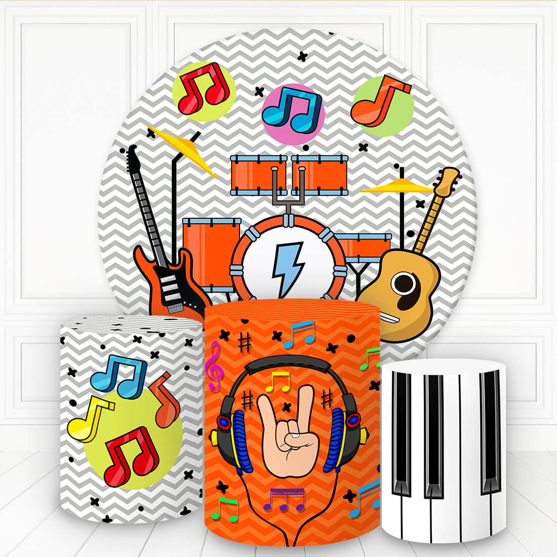 Aperturee Rock Of Music Lovely Piano Round Backdrop Kit For Kid