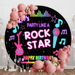 Aperturee - Rock Star Musical Black Round Backdrop For Birthday