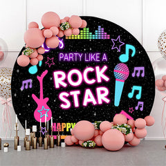 Aperturee - Rock Star Musical Black Round Backdrop For Birthday