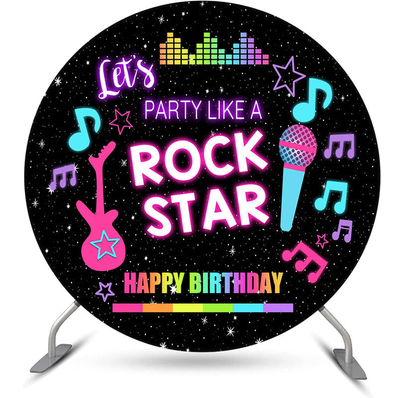 Aperturee - Rock Star Musical Black Round Backdrop For Birthday