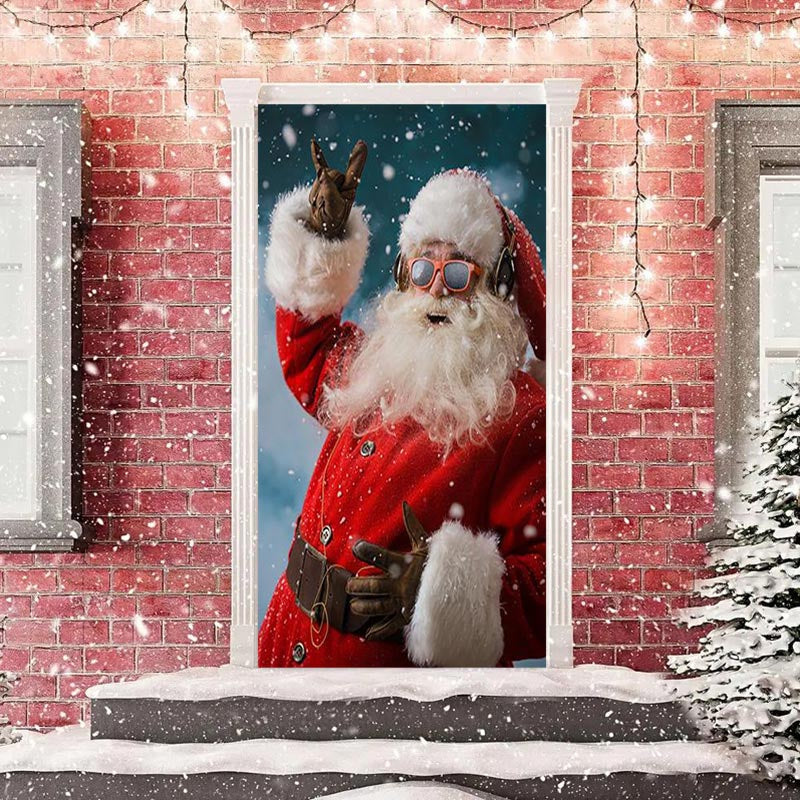 Aperturee - Rock Sunglasses Santa Claus Christmas Door Cover