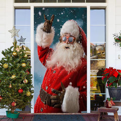 Aperturee - Rock Sunglasses Santa Claus Christmas Door Cover