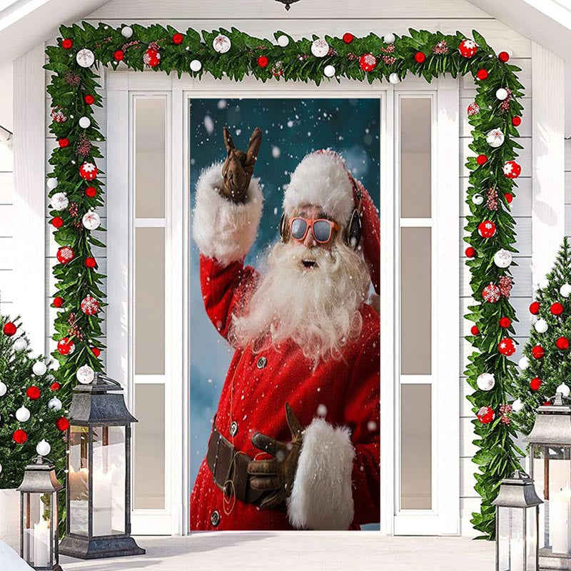 Aperturee - Rock Sunglasses Santa Claus Christmas Door Cover