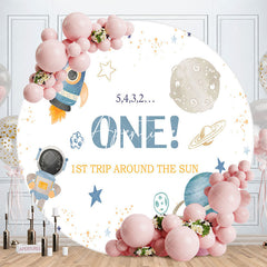 Aperturee Rocket Planets Boys 1st Round Birthday Backdrop