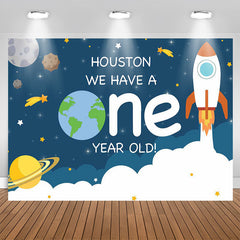 Aperturee - Rocket space theme first birthday party Backdrop