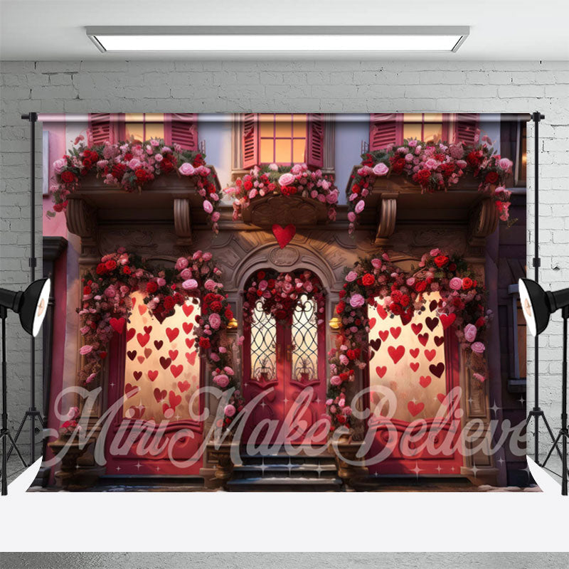 Aperturee - Romantic House Window Rose Valentines Day Backdrop