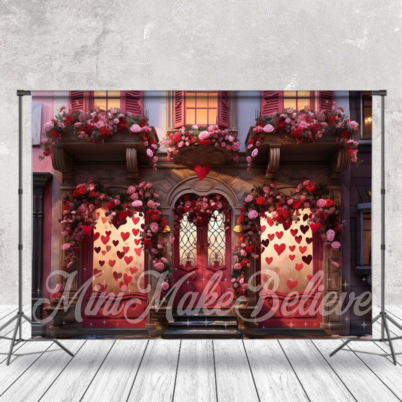 Aperturee - Romantic House Window Rose Valentines Day Backdrop