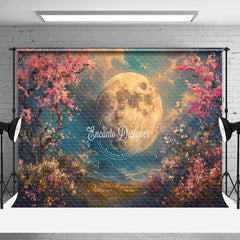 Aperturee - Romantic Pink Moon Blossom Tree Photo Booth Backdrop