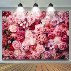 Aperturee - Romantic Red Pink Flower Valentines Day Backdrop