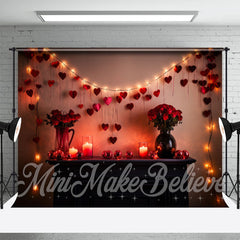 Aperturee - Romantic Red Rose Dim Light Valentines Day Backdrop