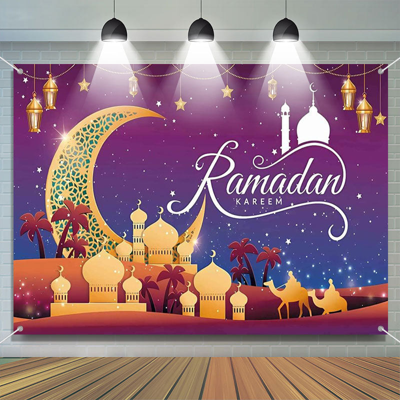 Aperturee - Romantic Stars Night Moon Palace Ramadan Backdrop