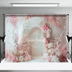 Aperturee - Romantic White Pink Arch Floral Wedding Backdrop