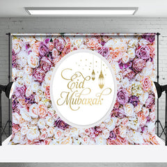 Aperturee - Romantic White Purple Floral Eid Mubarak Backdrop