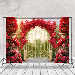 Aperturee - Rose Arch Garland Magic Garden Gate Spring Backdrop