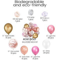 Aperturee Rose Gold 125 Pack DIY Balloon Arch Kit | Garland Party Decorations - Pink