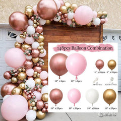 Aperturee Rose Gold 148 Pack Balloon Arch Kit | Party Decorations - White