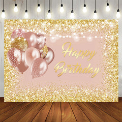 Aperturee - Rose Gold and Gold Glitter Birthday Backdrop for Girl