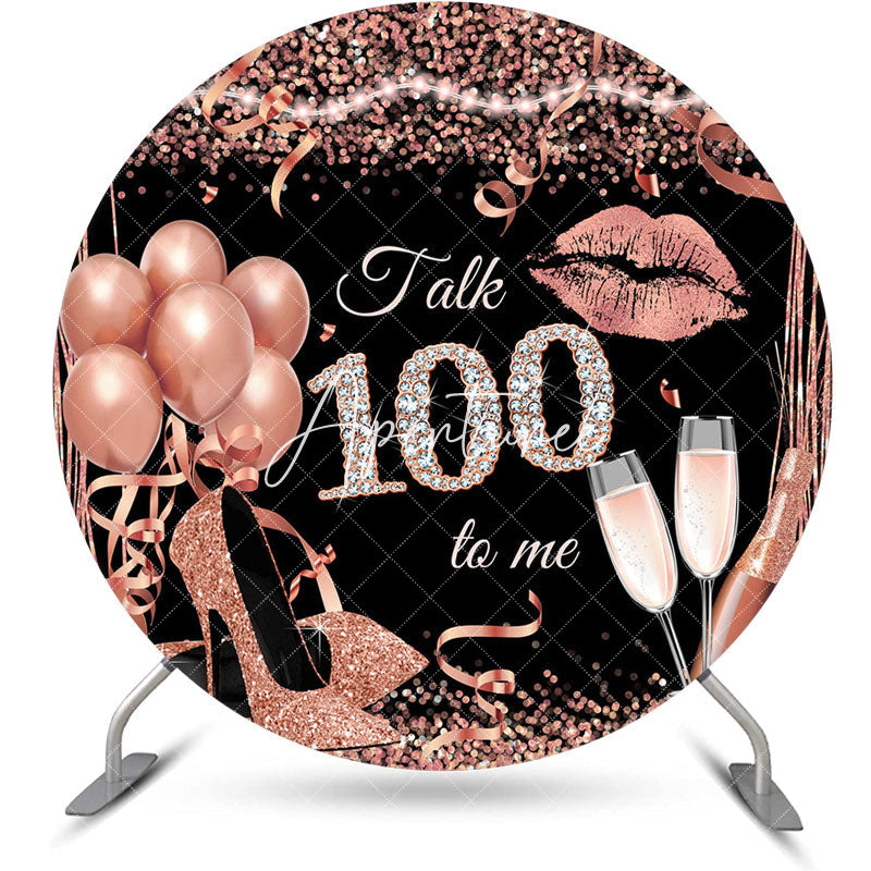 Aperturee - Rose Gold Balloon Heel Round 100th Birthday Backdrop