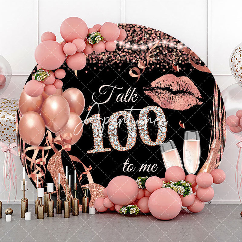 Aperturee - Rose Gold Balloon Heel Round 100th Birthday Backdrop