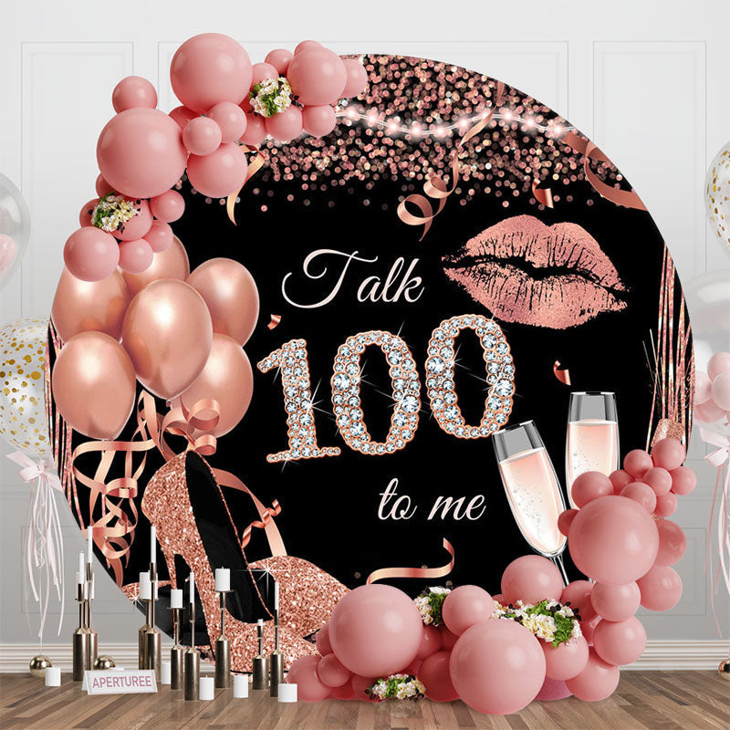 Aperturee - Rose Gold Balloon Heel Round 100th Birthday Backdrop