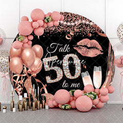 Aperturee - Rose Gold Balloon Heel Round 50th Birthday Backdrop