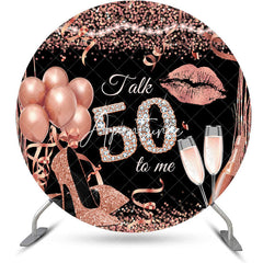 Aperturee - Rose Gold Balloon Heel Round 50th Birthday Backdrop