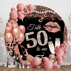 Aperturee - Rose Gold Balloon Heel Round 50th Birthday Backdrop