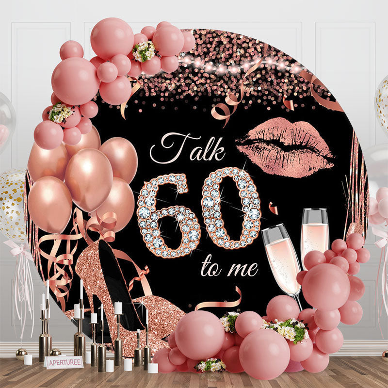 Aperturee - Rose Gold Balloon Heel Round 60th Birthday Backdrop