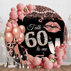 Aperturee - Rose Gold Balloon Heel Round 60th Birthday Backdrop