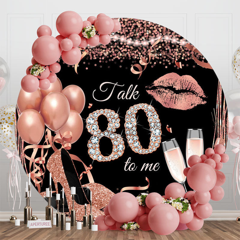 Aperturee - Rose Gold Balloon Heel Round 80th Birthday Backdrop