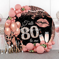 Aperturee - Rose Gold Balloon Heel Round 80th Birthday Backdrop