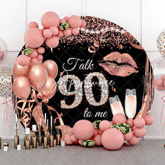 Aperturee - Rose Gold Balloon Heel Round 90th Birthday Backdrop