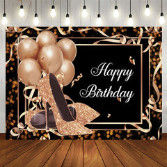 Aperturee - Rose Gold Balloons Glitter Heels Birthday Backdrop