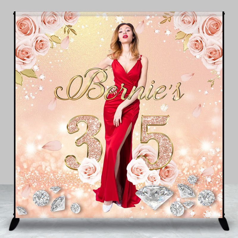 Aperturee - Rose Gold Diamonds Custom 35th Birthday Backdrop