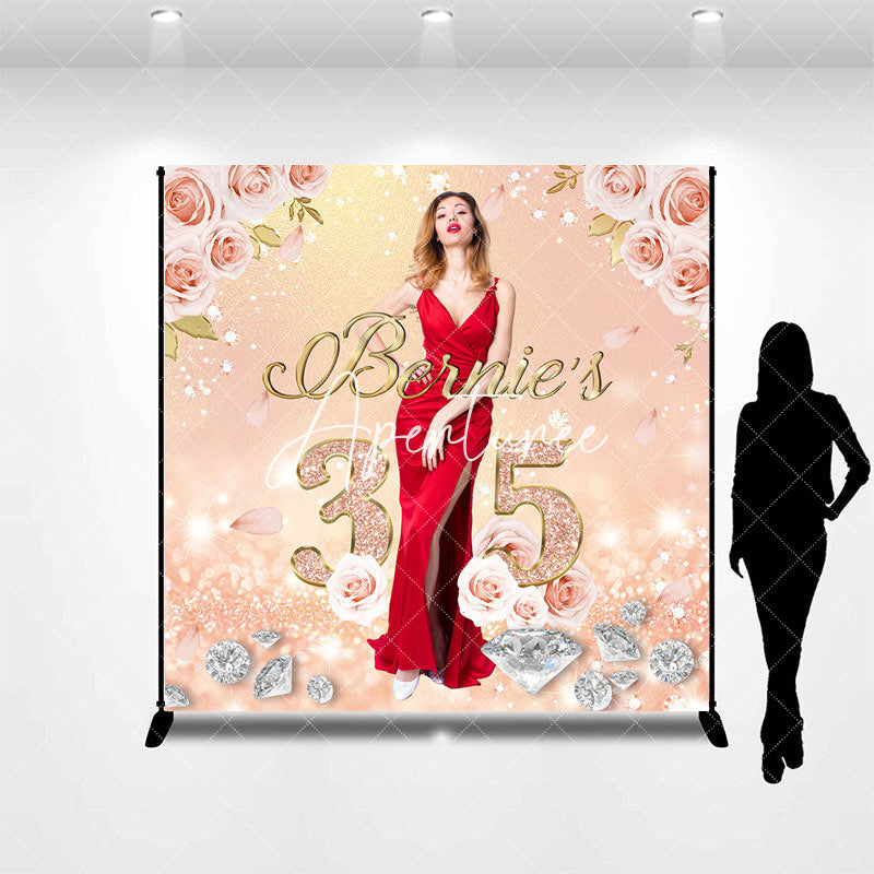 Aperturee - Rose Gold Diamonds Custom 35th Birthday Backdrop