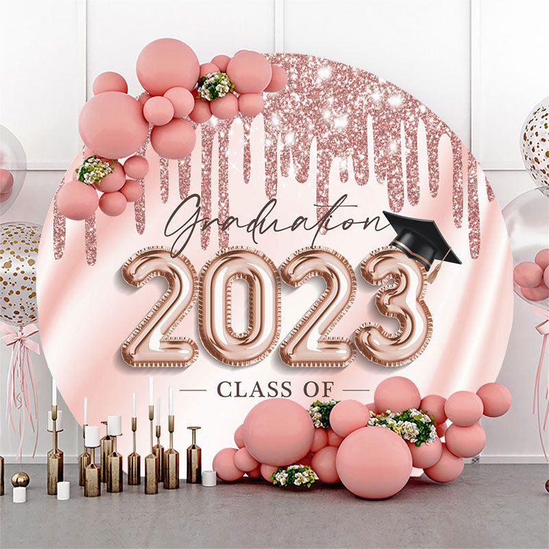 Aperturee Rose Gold Glitter 2023 Circle Backdrop For Grad Party