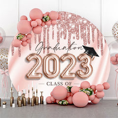 Aperturee Rose Gold Glitter 2023 Circle Backdrop For Grad Party