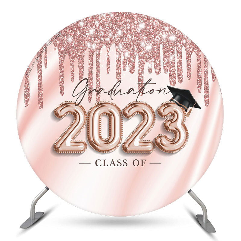 Aperturee Rose Gold Glitter 2023 Circle Backdrop For Grad Party