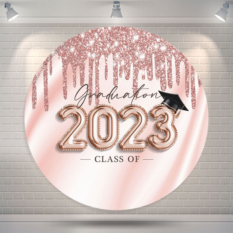 Aperturee Rose Gold Glitter 2023 Circle Backdrop For Grad Party