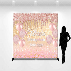 Aperturee - Rose Gold Glitter Balloon Custom Birthday Backdrop