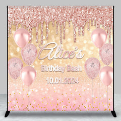 Aperturee - Rose Gold Glitter Balloon Custom Birthday Backdrop